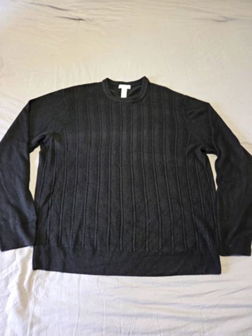 Dockers Mens Crewneck Sweater XL Black Textured Cable Knit Pullover